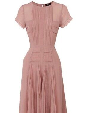 Warehouse Blush Pink Pleated Front Short Sleeve Dress